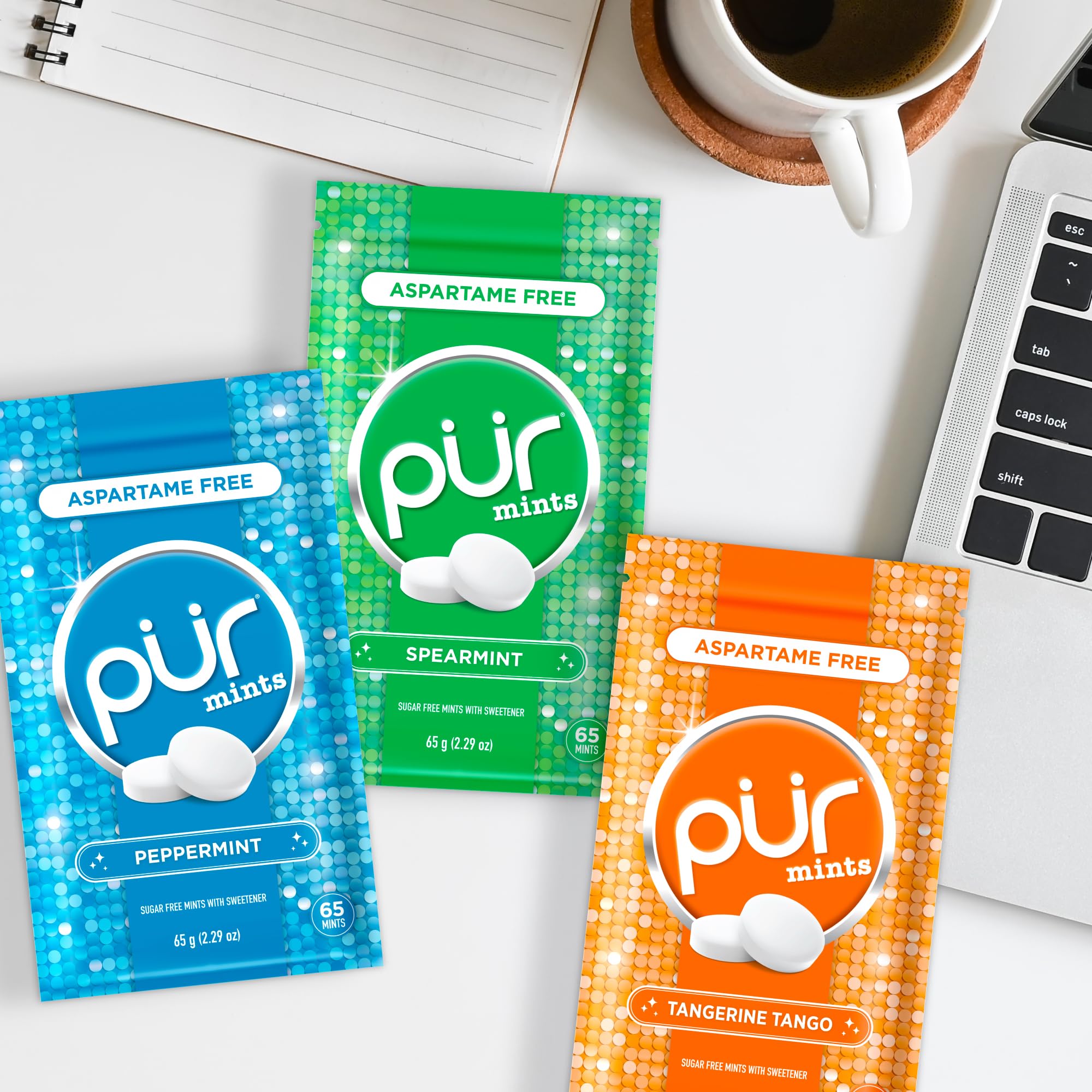 PUR Mints vegan gluten-free badge supports inclusive snacking.