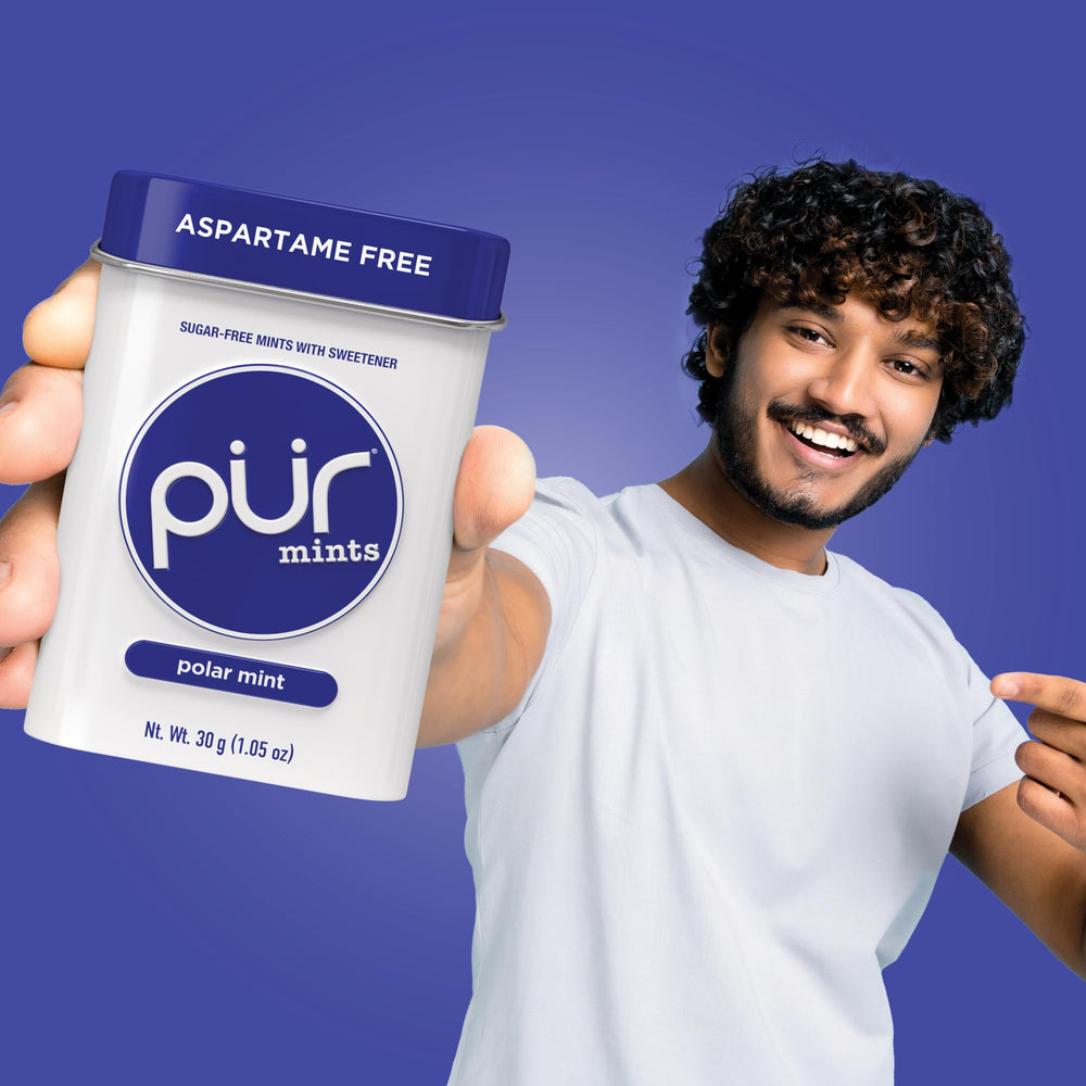 Vegan gluten-free PUR Mints label signaling allergen-free choice