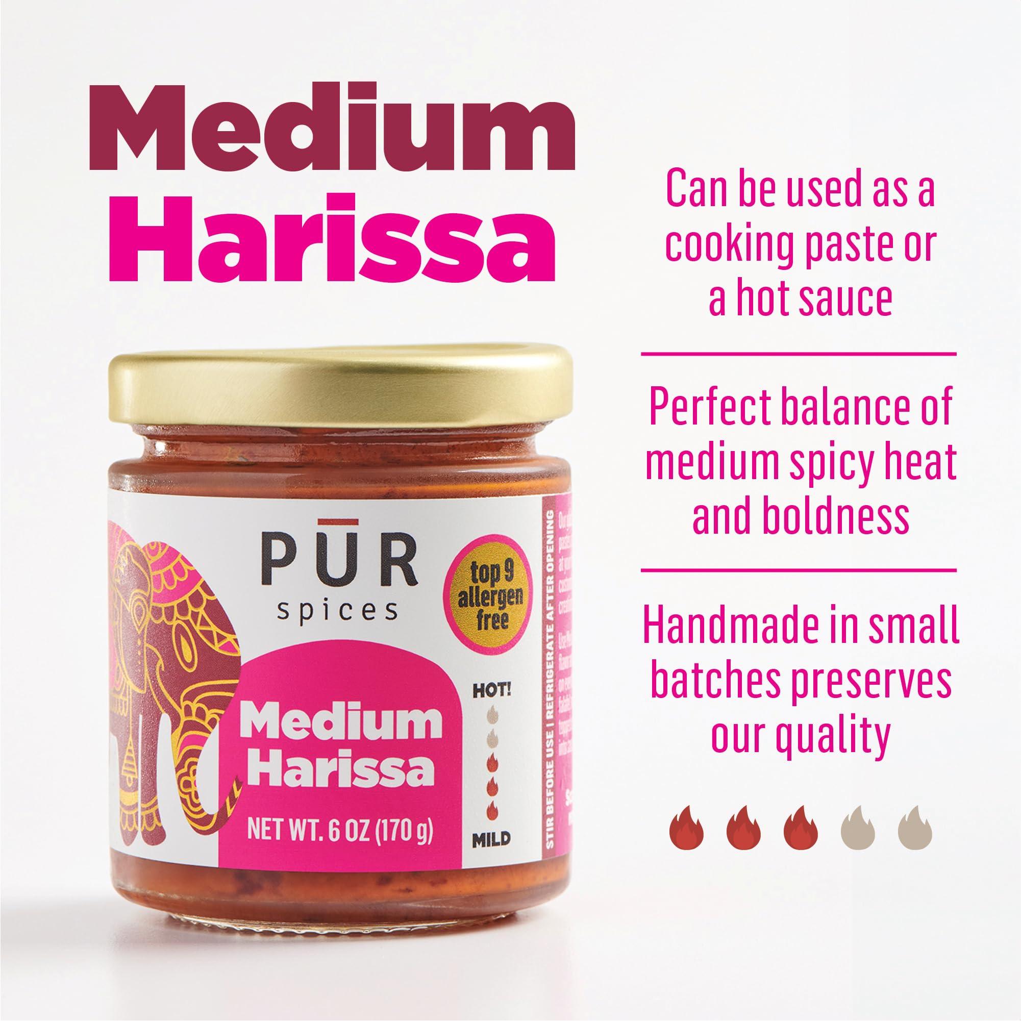 PUR Spices harissa paste spoon closeup highlights garlic and lemon notes
