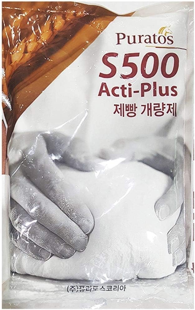 Puratos S500 Acti-Plus 500g flour measurement guide beside ingredients.