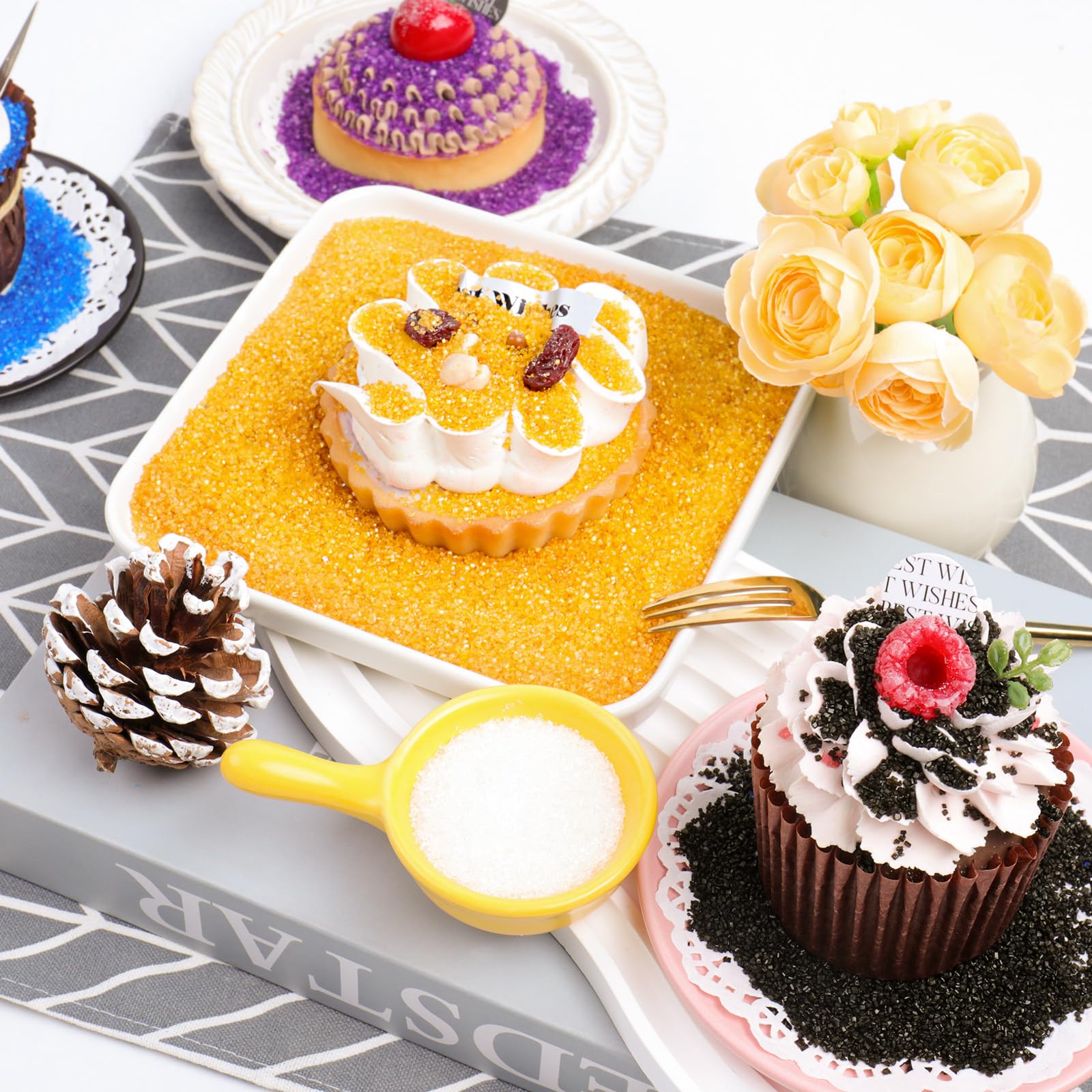 Purbot Gold Sanding Sugar topping for ice cream adds golden crunch and color