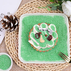 Purbot green sanding sugar on ice cream adds glittering contrast.