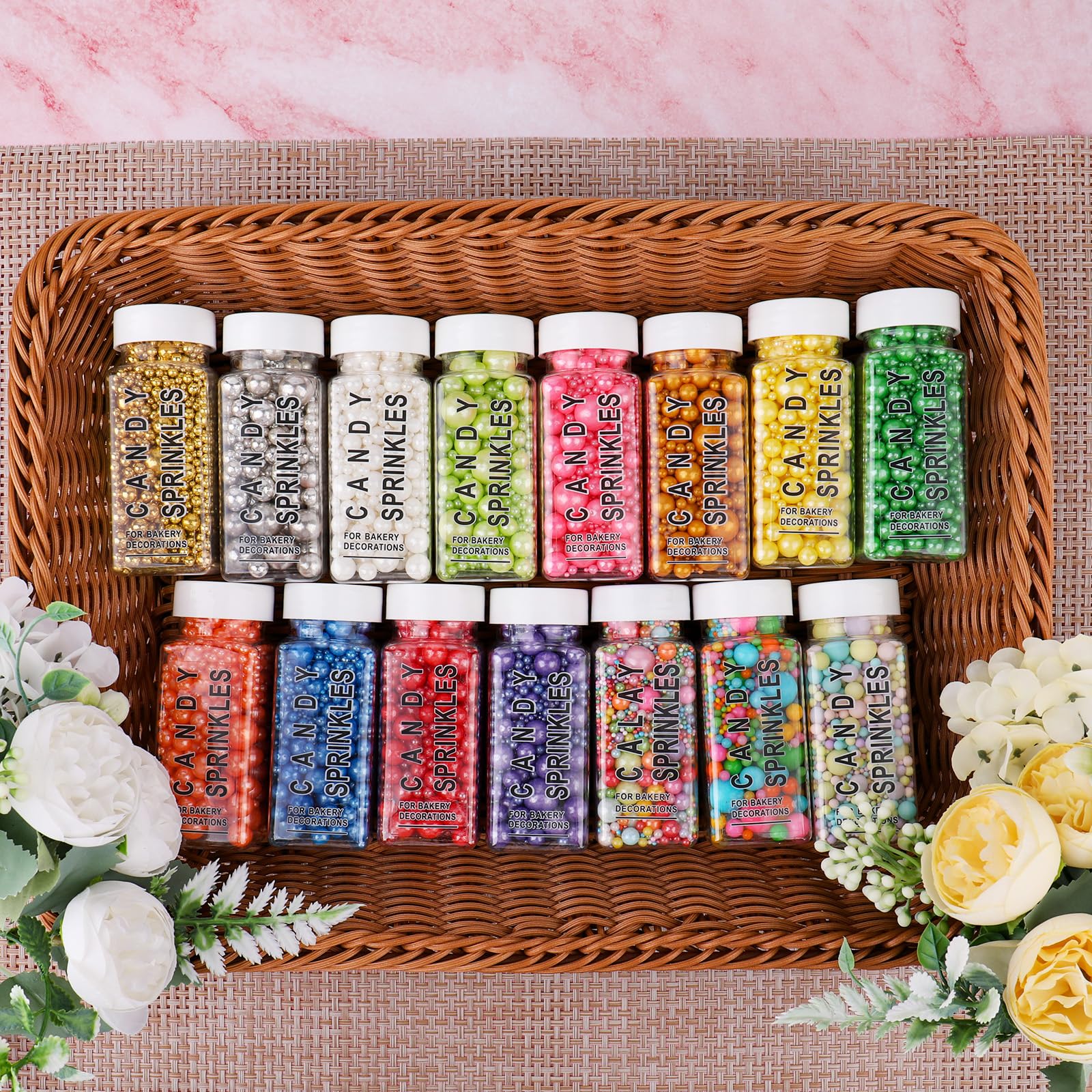 Purbot Pastel Pearl Sprinkles for bridal shower desserts.