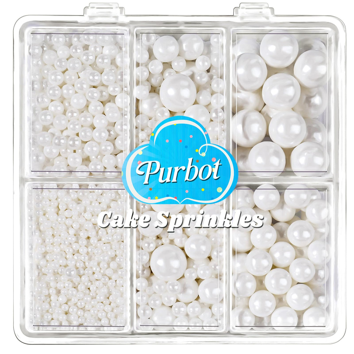 PURBOT White Pearl Sprinkles 2mm bottle for delicate cake detailing.