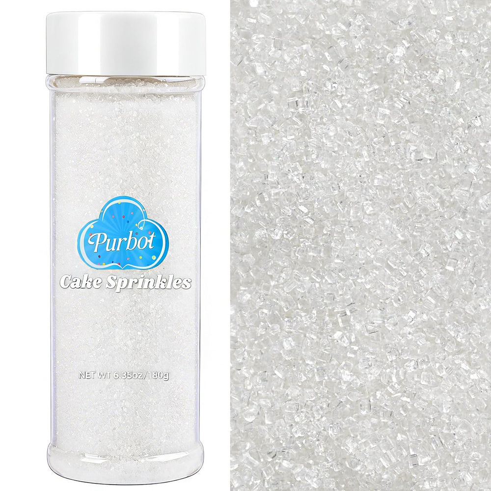 PurBOT white sanding sugar jar close-up for sparkling decorations