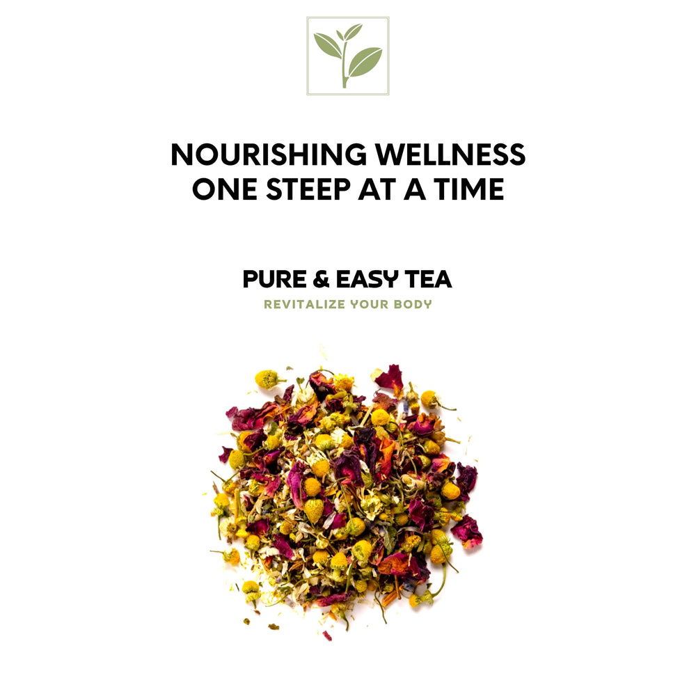 Pure And Easy Tea Nighttime Nirvana caffeine-free cup promotes unwinding