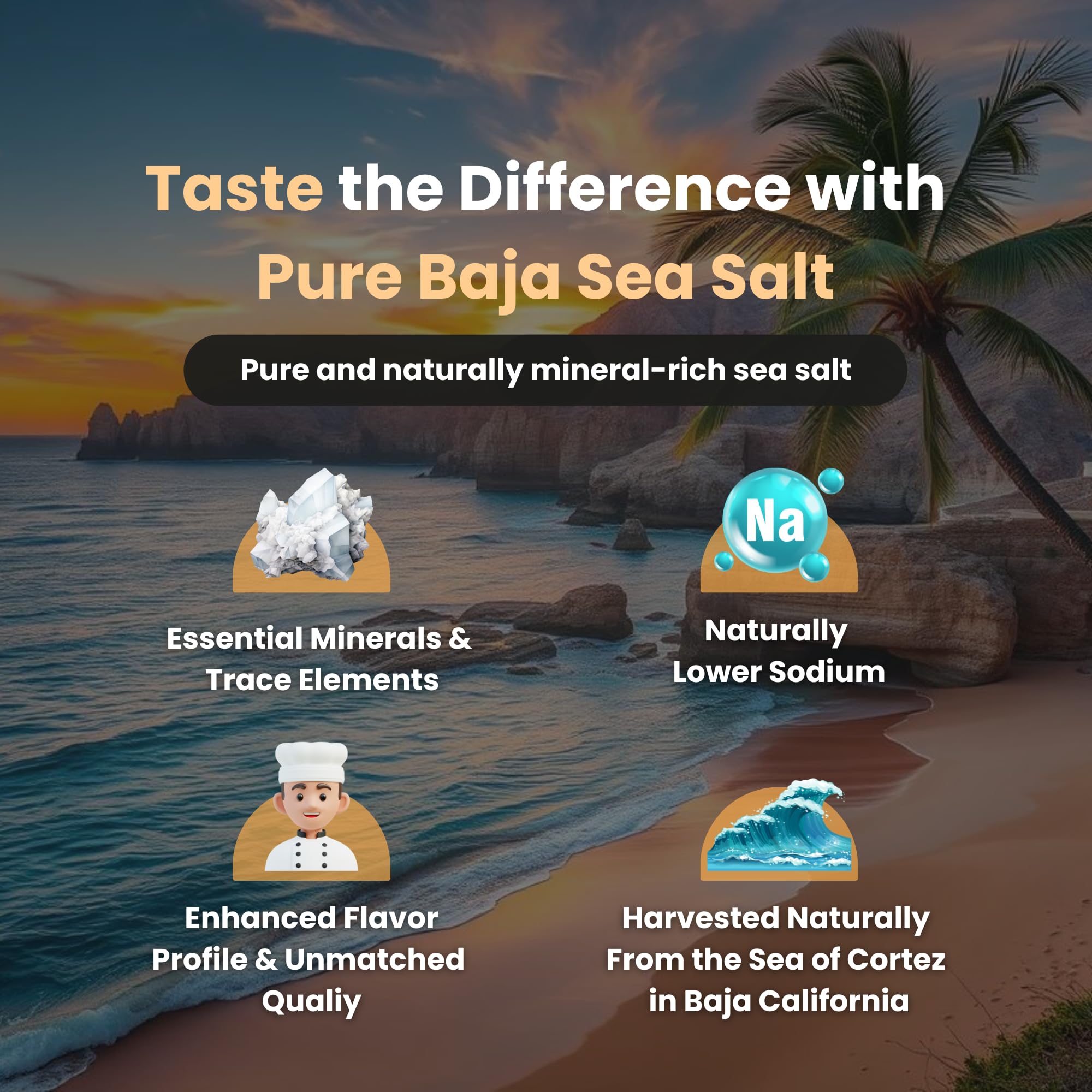Pure Baja Mineral Sea Salt finishing sprinkle adds depth and crunch