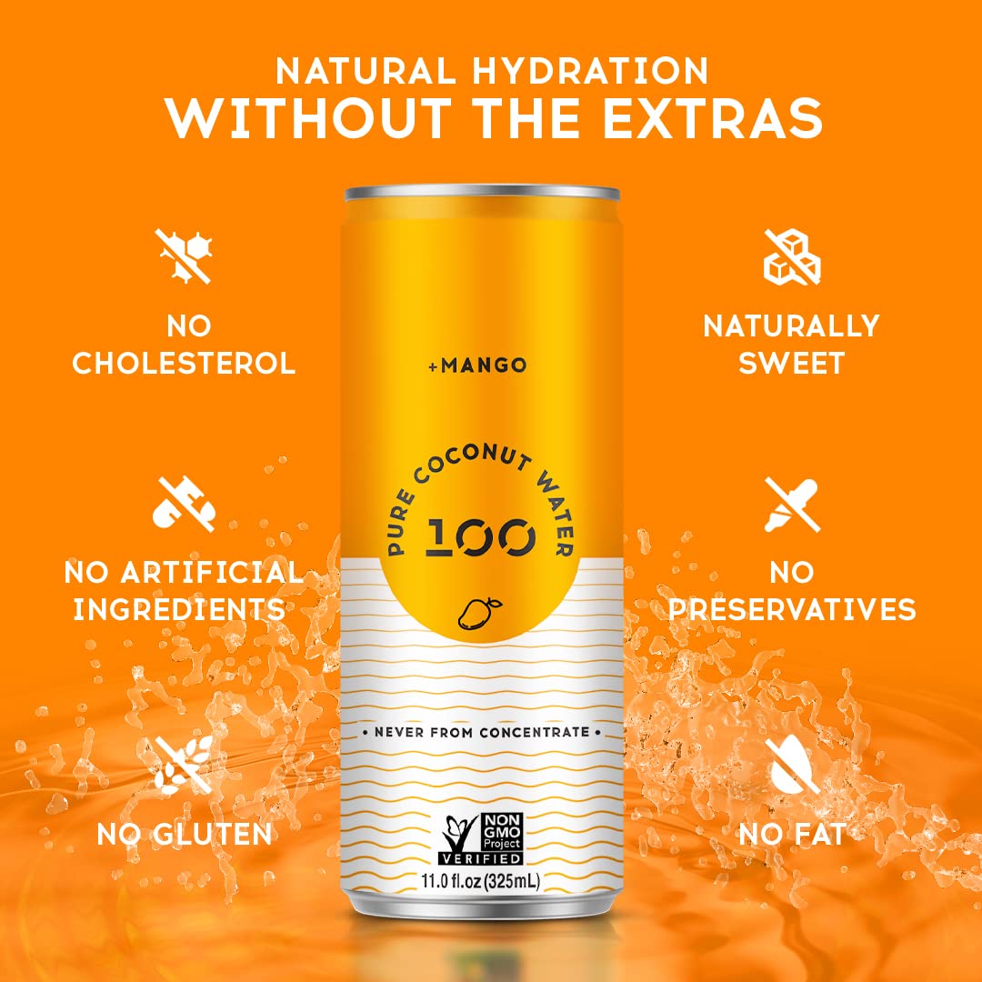 Pure Coconut Water 100 Mango smoothie add-in for fruity hydration.
