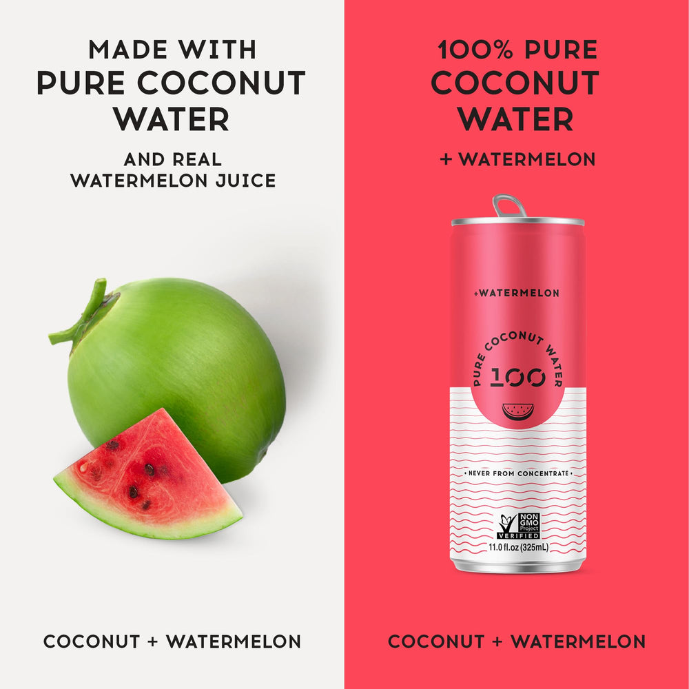Pure Coconut Water 100 Watermelon glass being poured for post workout refreshment