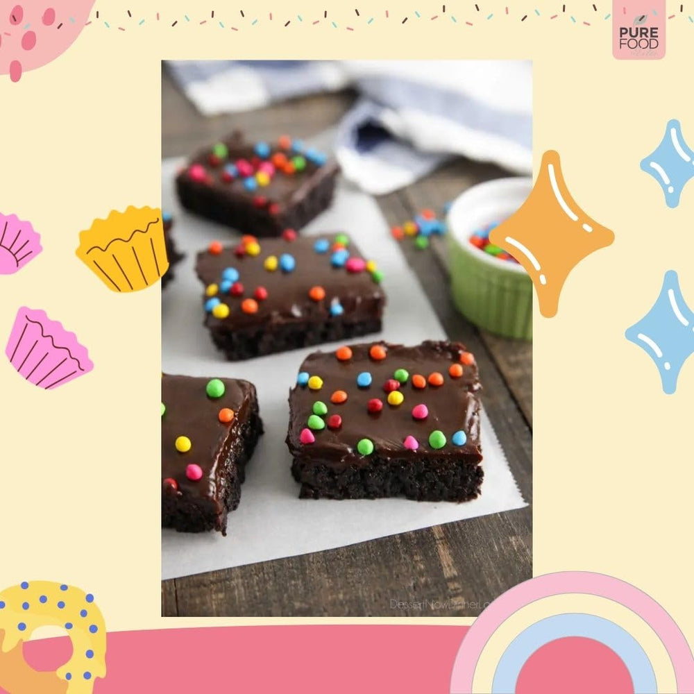 Cookies topped with Pure Food by Estée rainbow chips for color and texture