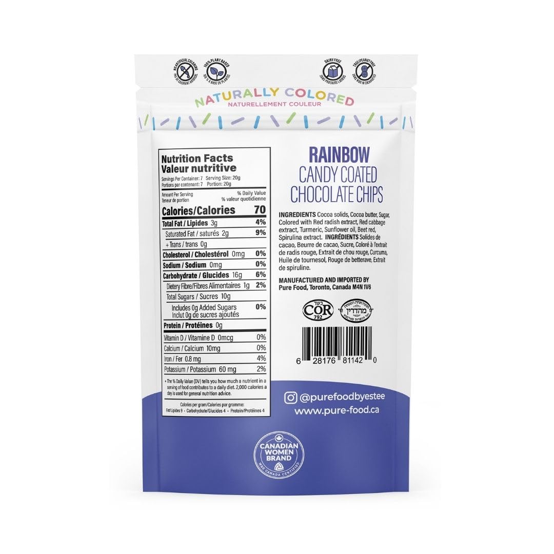 Close up of Pure Food by Estée rainbow chips showcasing vivid natural colors