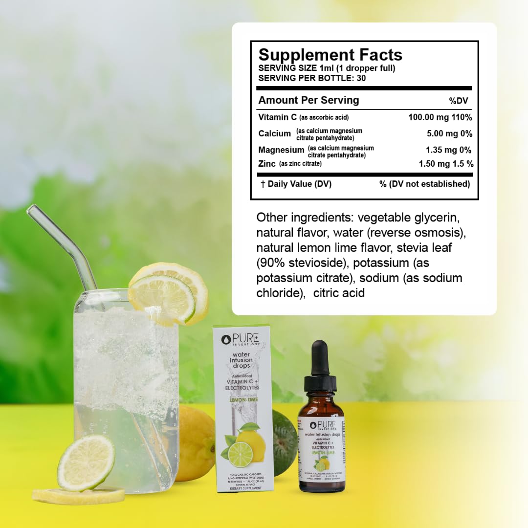 Pure Inventions Lemon Lime water with customizable flavor for hydration on the go.