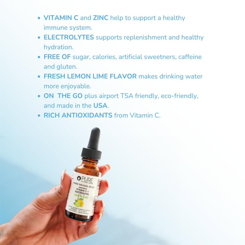 Pure Inventions Lemon Lime drops showing zero sugar and zero calories.