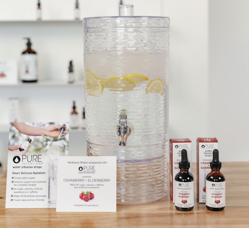 Pure Inventions Water Infusion Drops flavor profile close-up shows tart cranberry