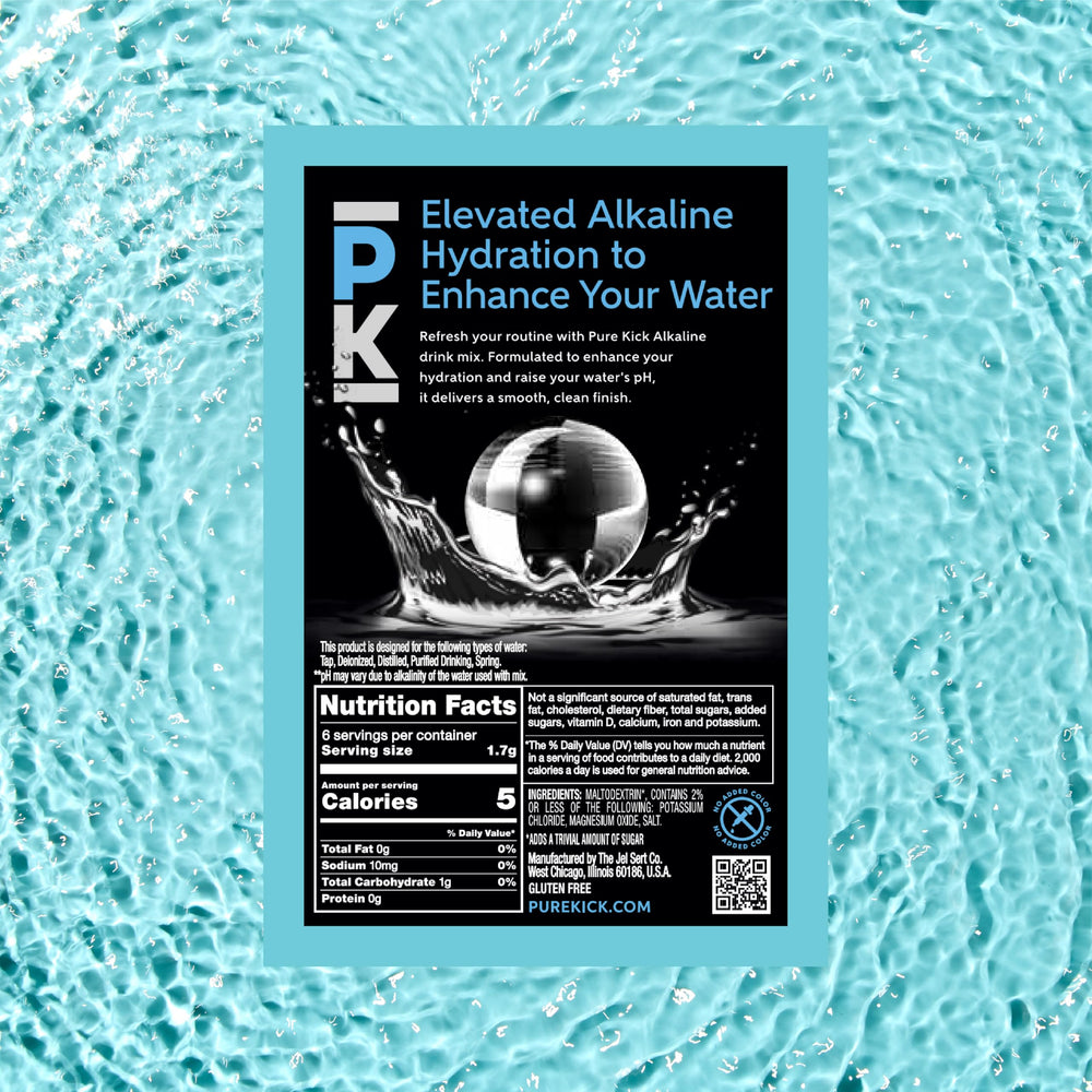 Sealed box showing 72 servings of Pure Kick Alkaline.