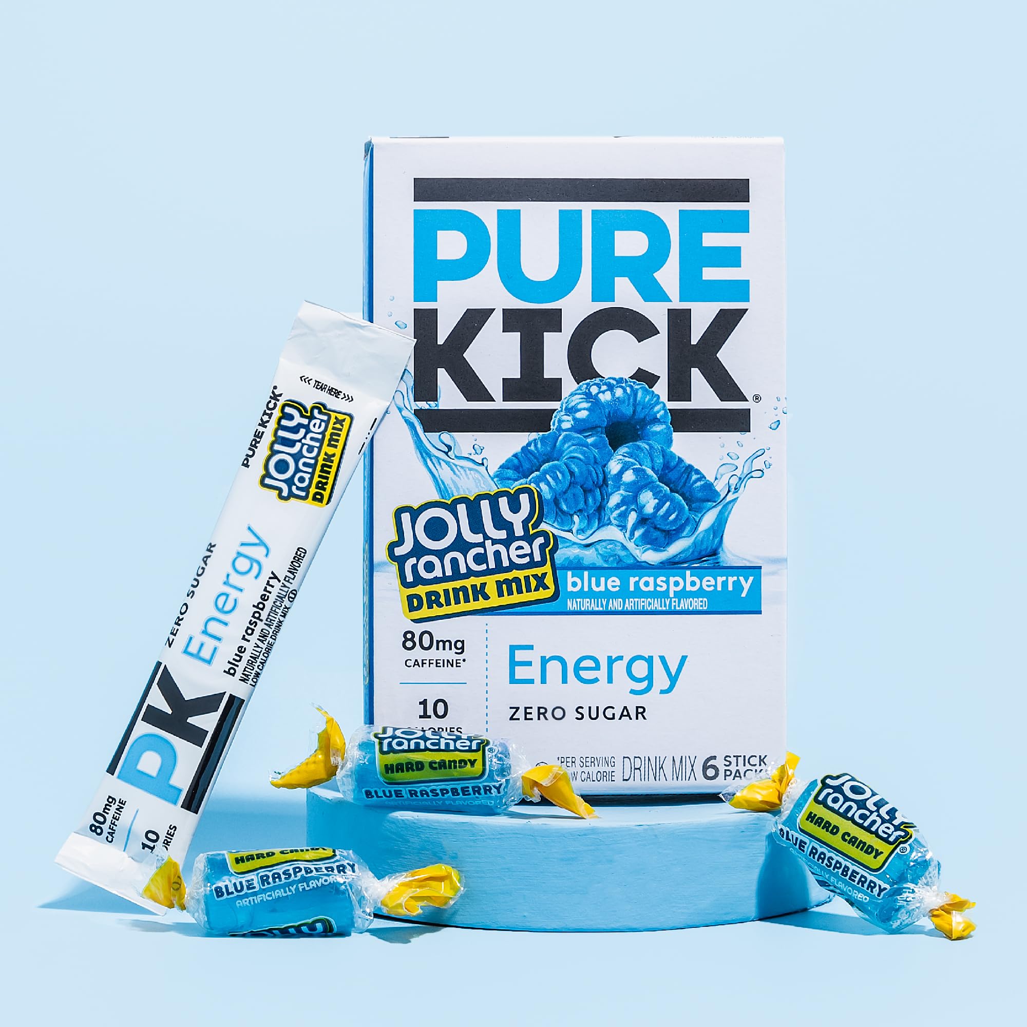 Pure Kick blue raspberry flavor profile for on-the-go hydration and energy