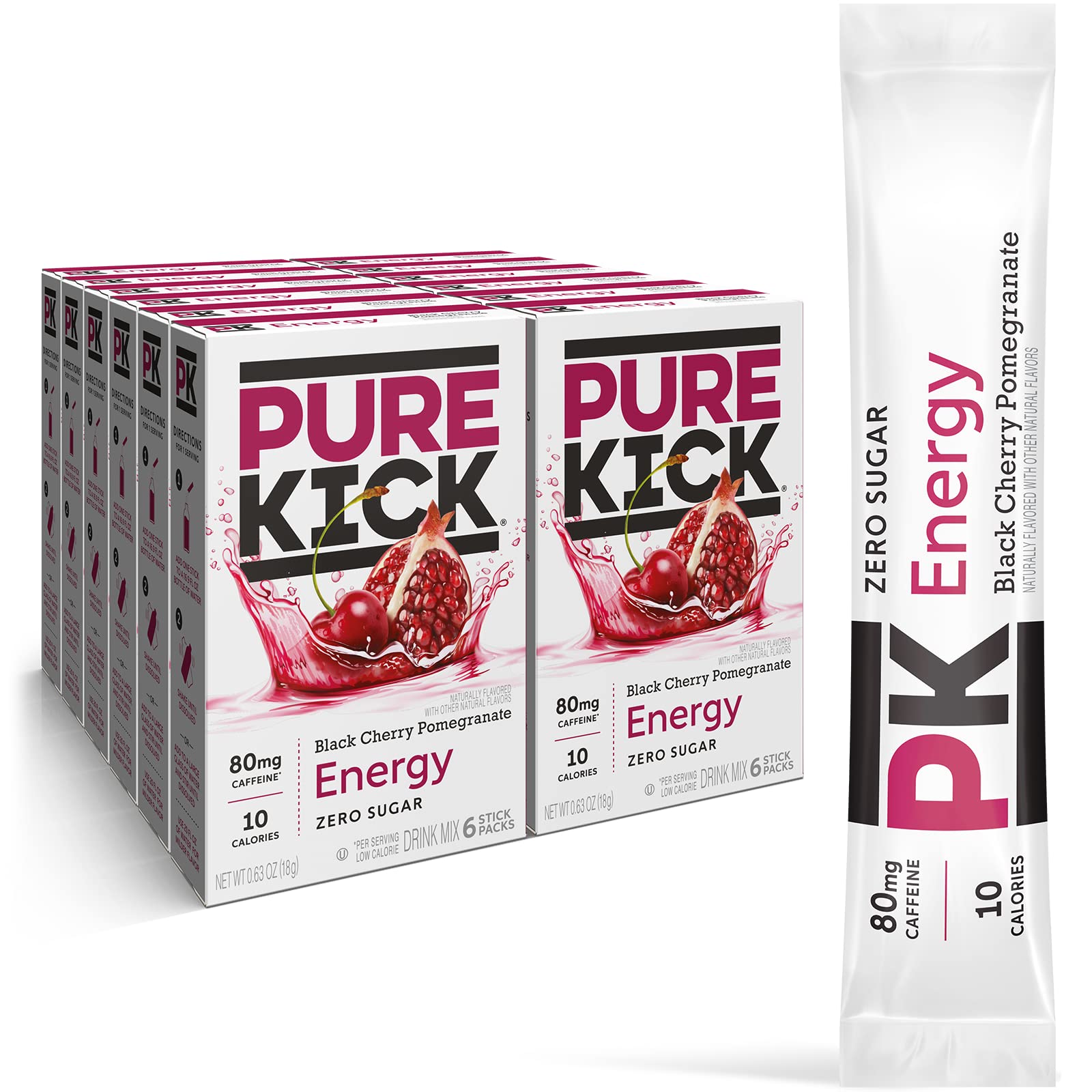 PURE KICK Energy Singles To Go packaging showing 72 packets for convenient daily fueling.