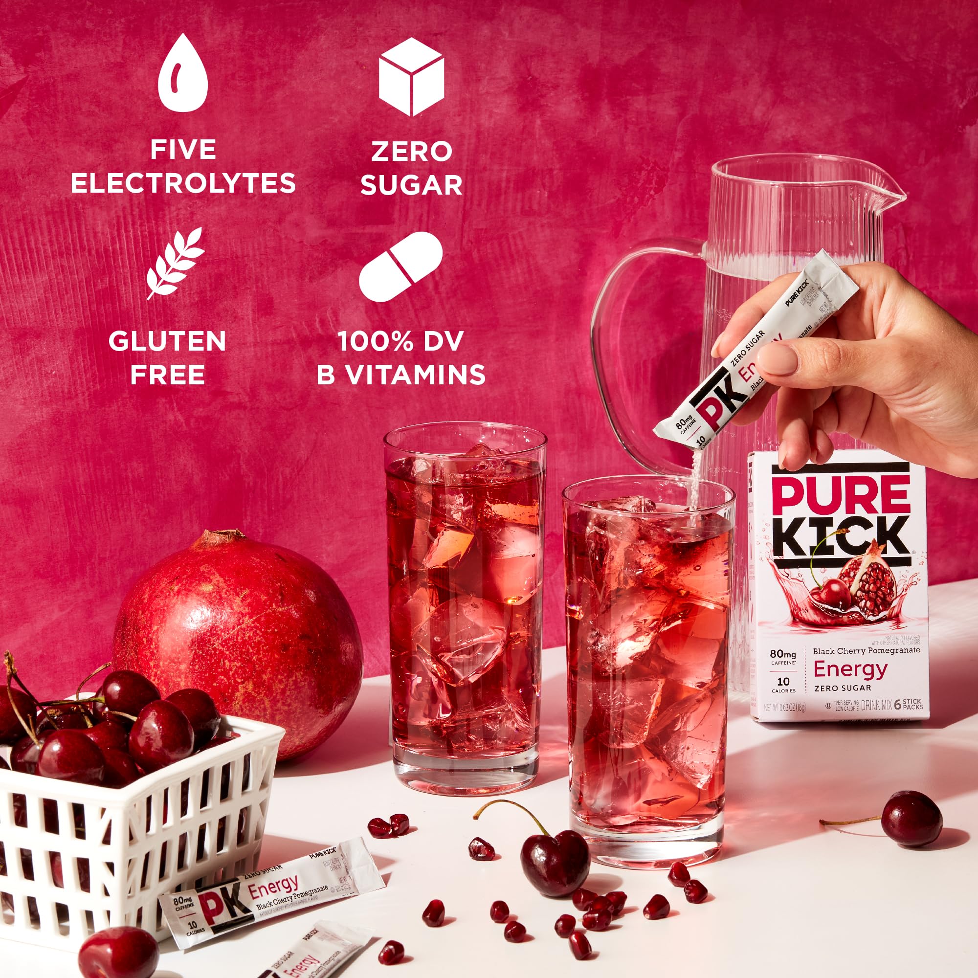 PURE KICK water mix dissolving quickly for a refreshing, sugar-free option.