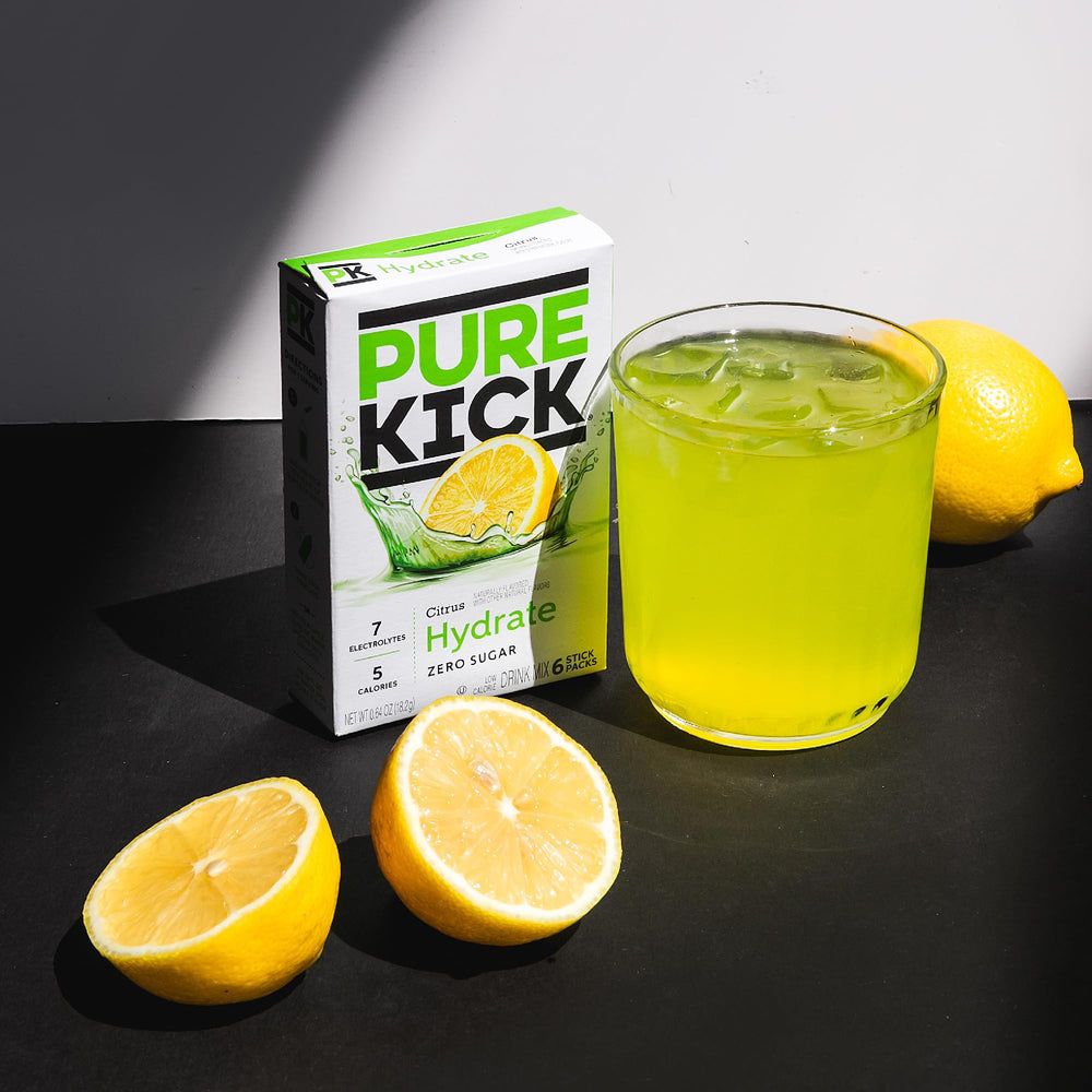 Pure Kick Hydration bottle-ready packet at the ready for water