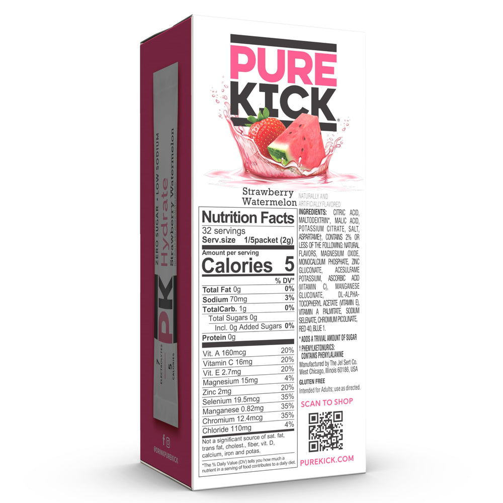 Six-pack Pure Kick hydration packets in a box for easy prep.