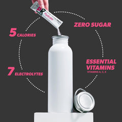Pouring Pure Kick hydration into a glass for refreshing flavor.
