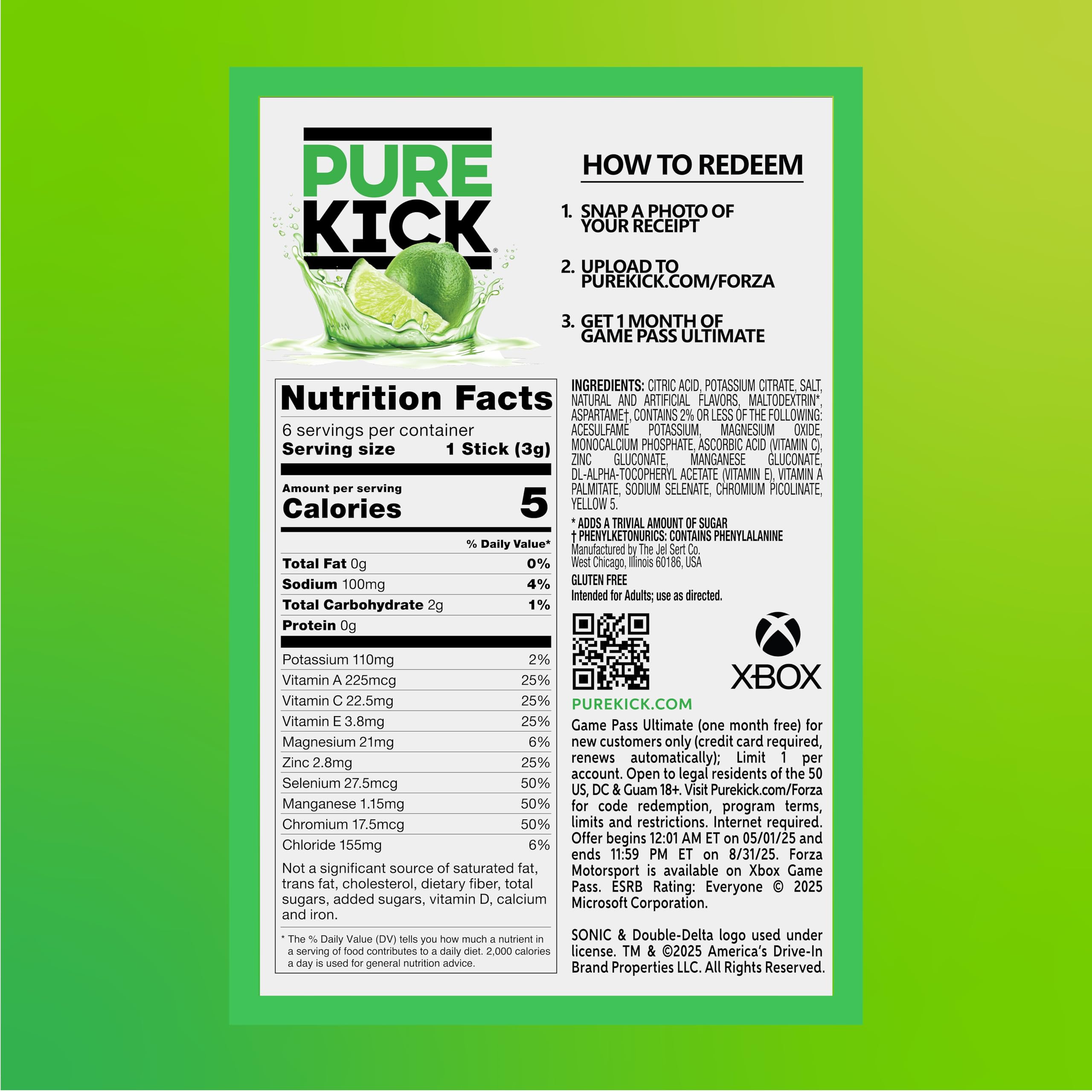 Pure Kick Hydration singles to go Limeade box shows ready-to-use hydration option.
