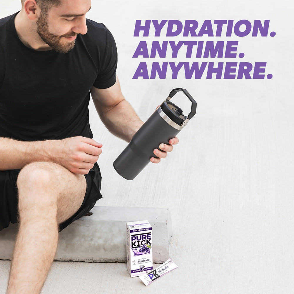 Pure Kick natural flavor label emphasizes bold, naturally flavored hydration.
