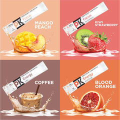 PURE KICK peach mango sachet providing tropical lift for workouts