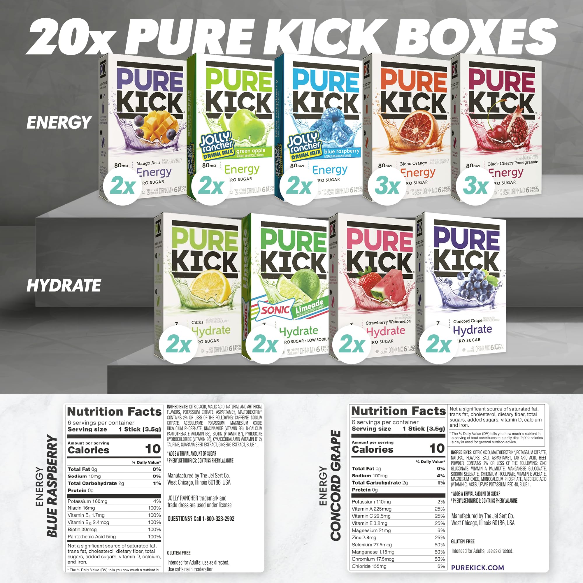 Pure Kick single-serve packets enable quick, on-the-go hydration and energy