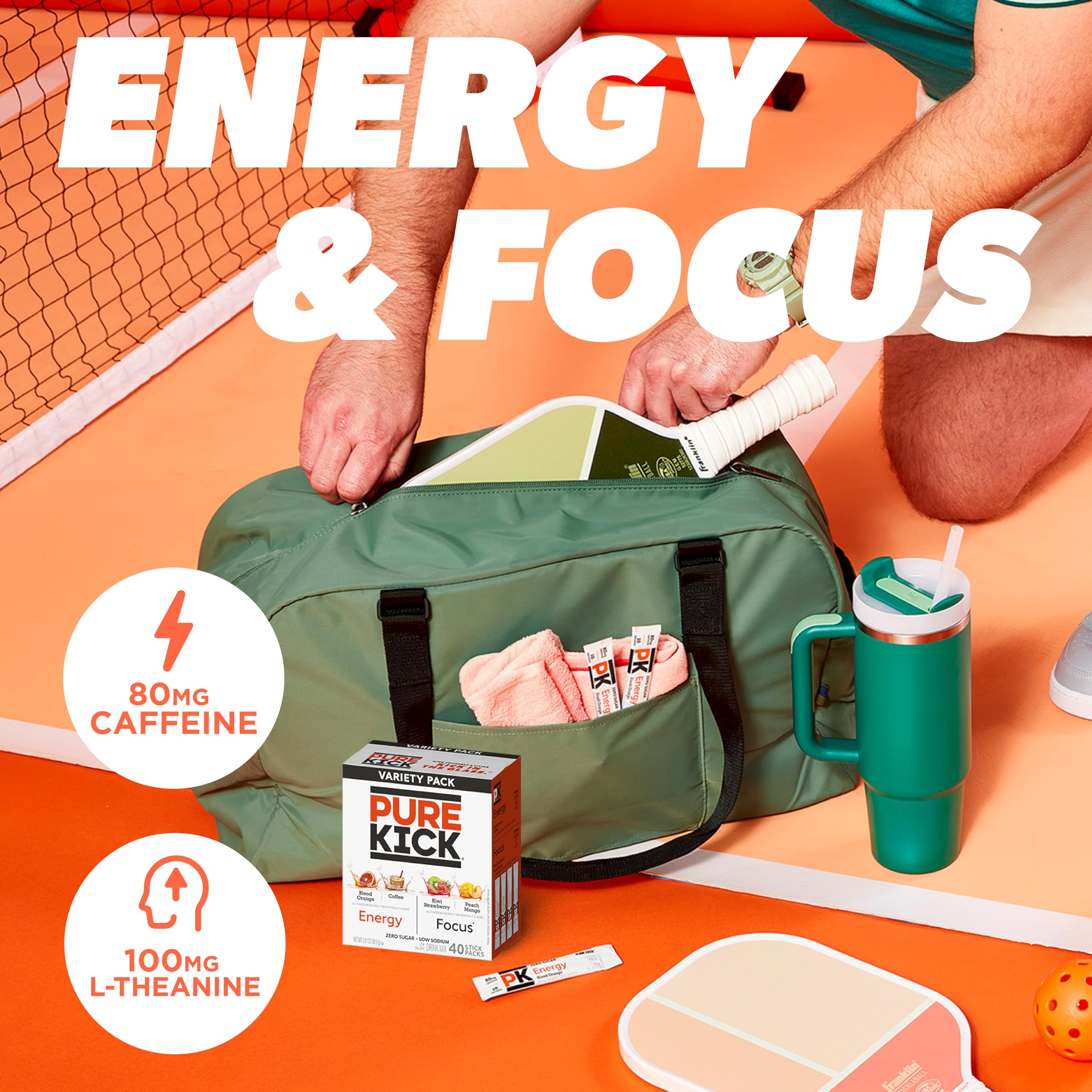 PURE KICK strawberry kiwi sachet offering refreshing focus during study