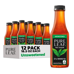 Pure Leaf unsweetened iced tea bottle front, crisp, real tea flavor.