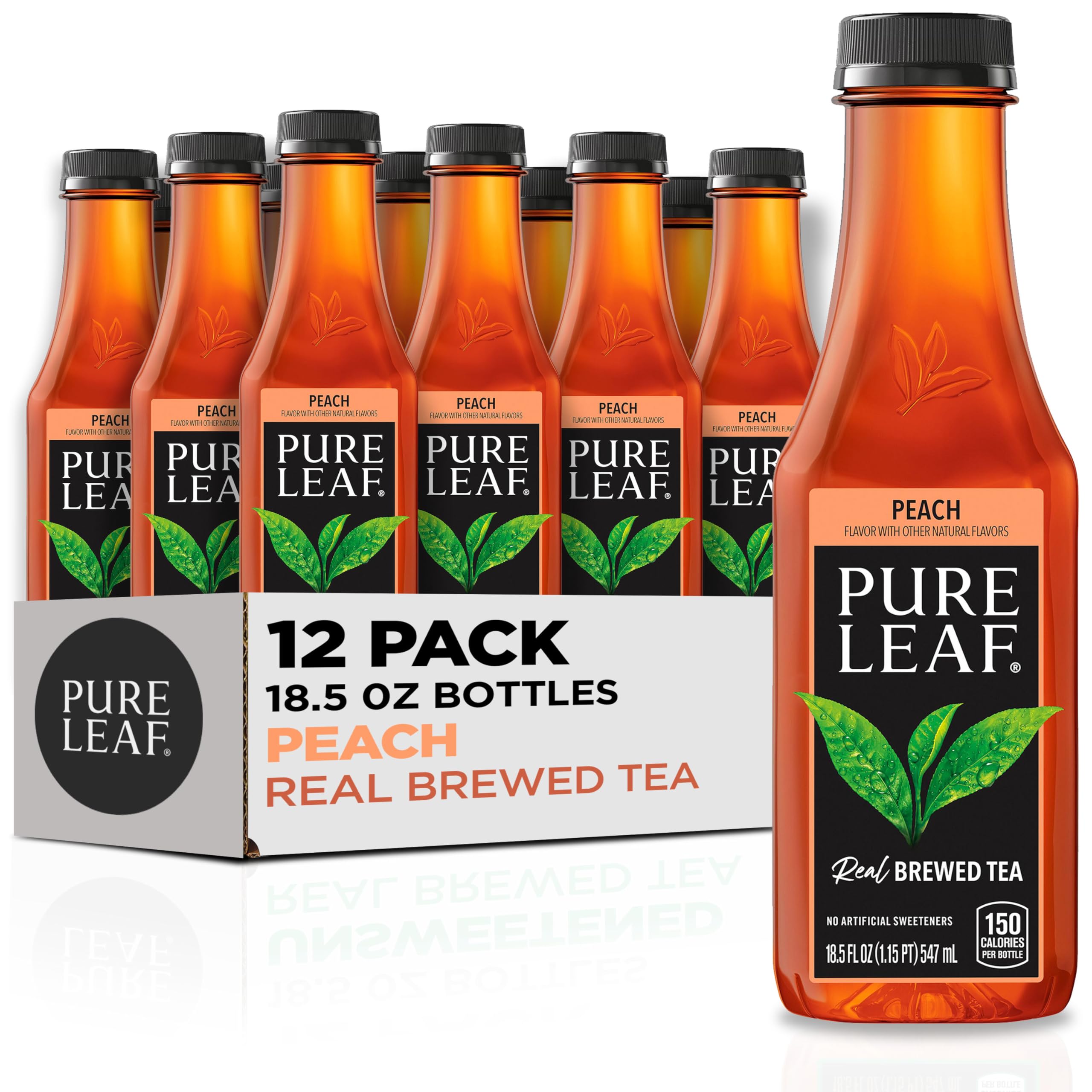 Pure Leaf Peach Iced Tea bottle showing crisp peach notes and refreshing color