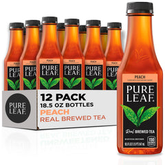 Pure Leaf Peach Iced Tea bottle showing crisp peach notes and refreshing color