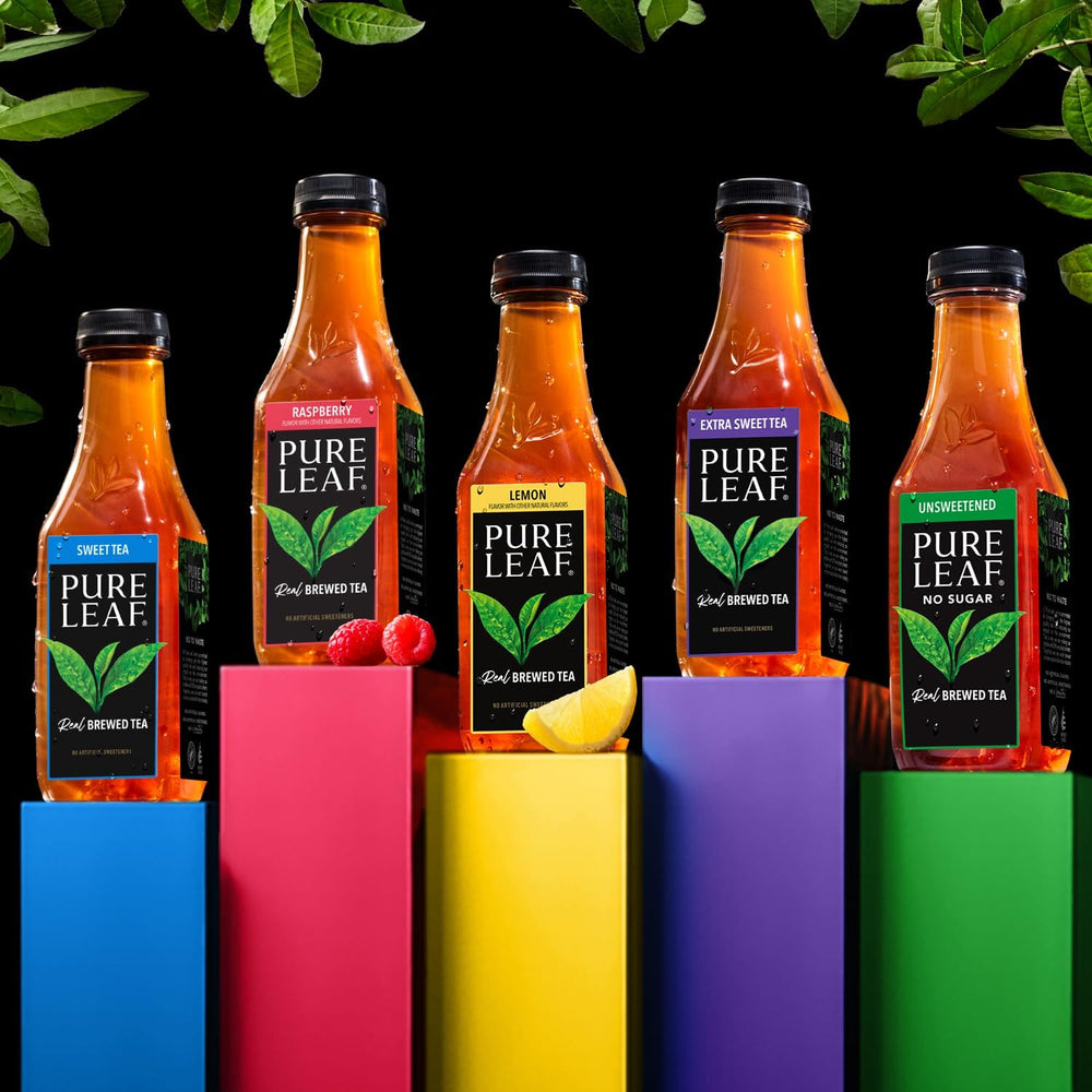 Table scene with Pure Leaf Peach Iced Tea multi-pack on the kitchen counter