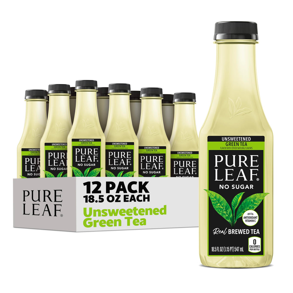 Pure Leaf unsweetened green tea bottle 18.5 oz, refreshing and calorie-free.
