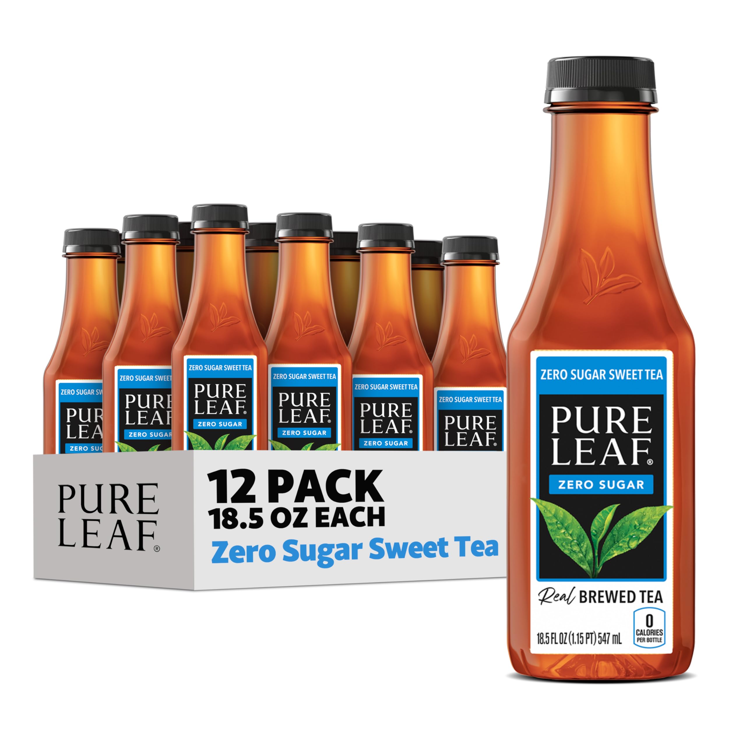 Pure Leaf Zero Sugar Real Brewed Iced Tea bottle, crisp refreshment for anytime