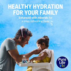 Close-up of Pure Life label highlighting minerals for crisp taste