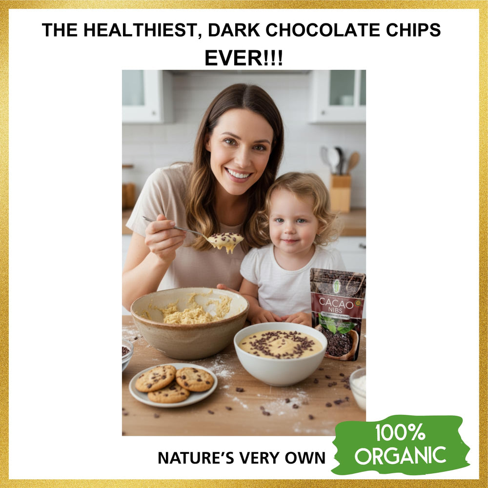Pure Natural Miracles cacao nibs in yogurt add protein-rich texture.