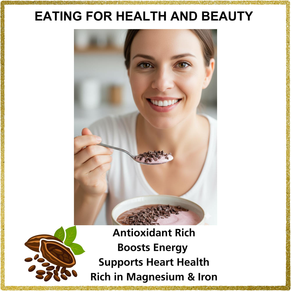 Pure Natural Miracles cacao nibs from Peru highlight premium flavor.
