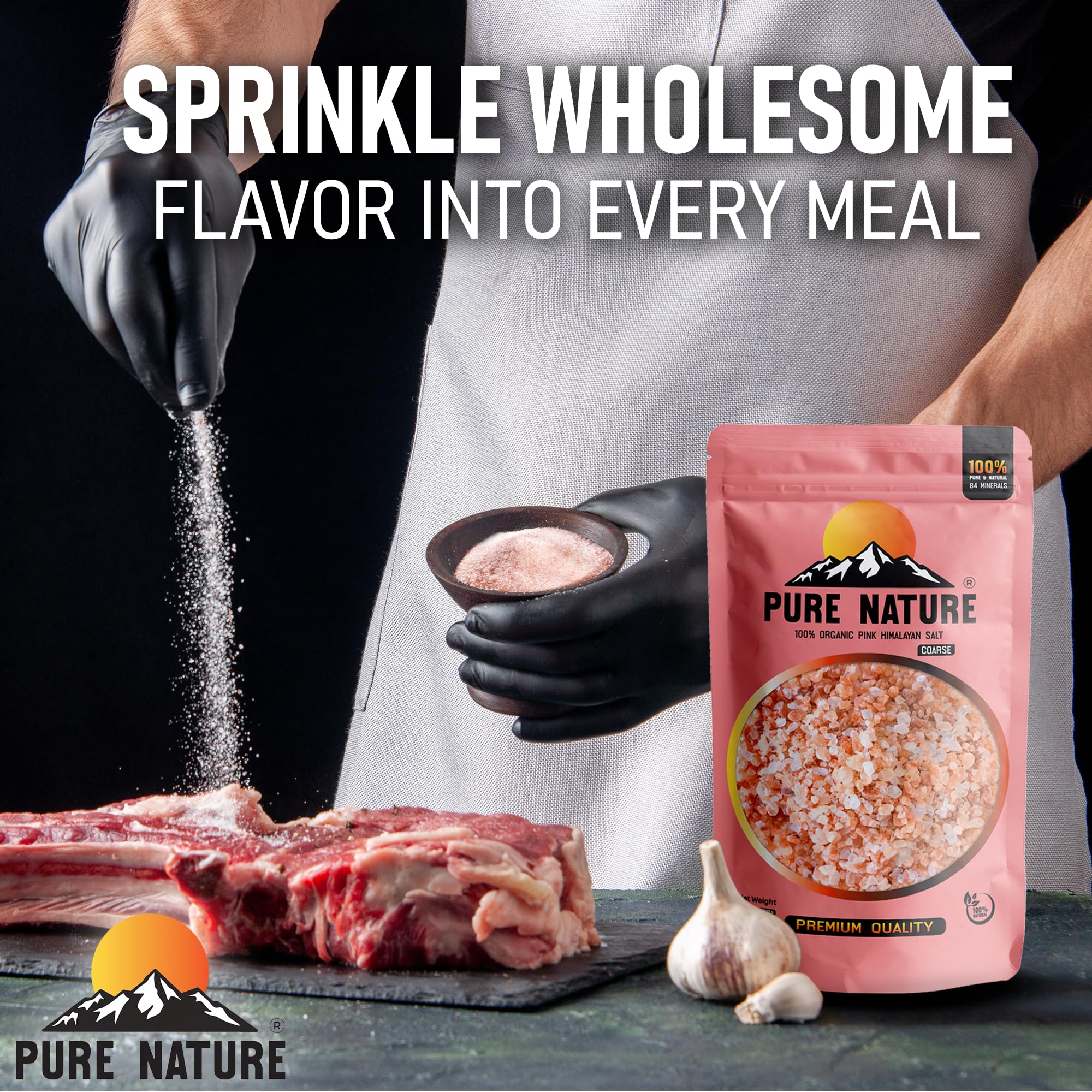 Pure Nature unrefined salt with no additives for simple kitchen use.