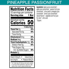 Cross-section of Pure Organic bar showing three-layer texture and fruity flavors