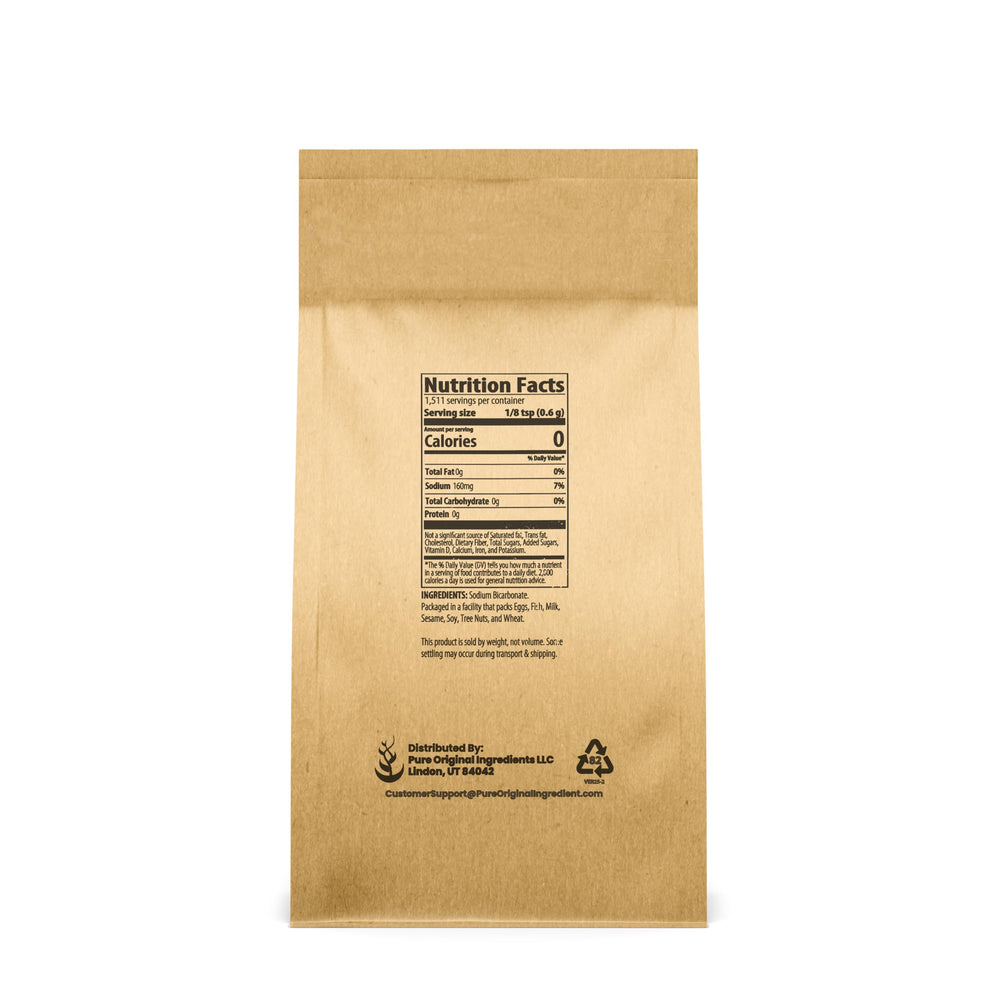 Pure Original Ingredients baking soda powder shown for baking and deodorizing.