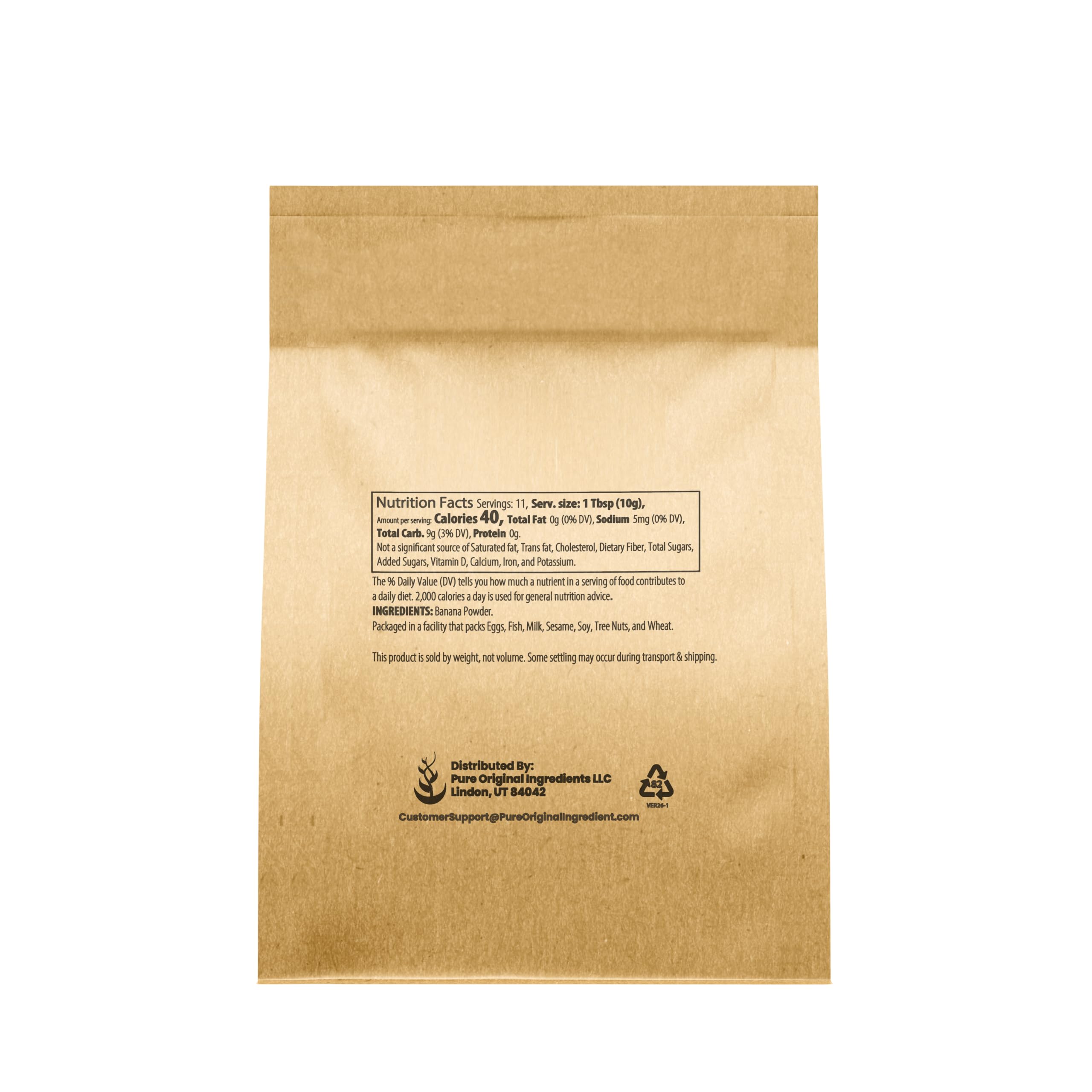 Pure Original Ingredients Banana Powder smoothie image highlights versatile banana flavor ideal for shakes
