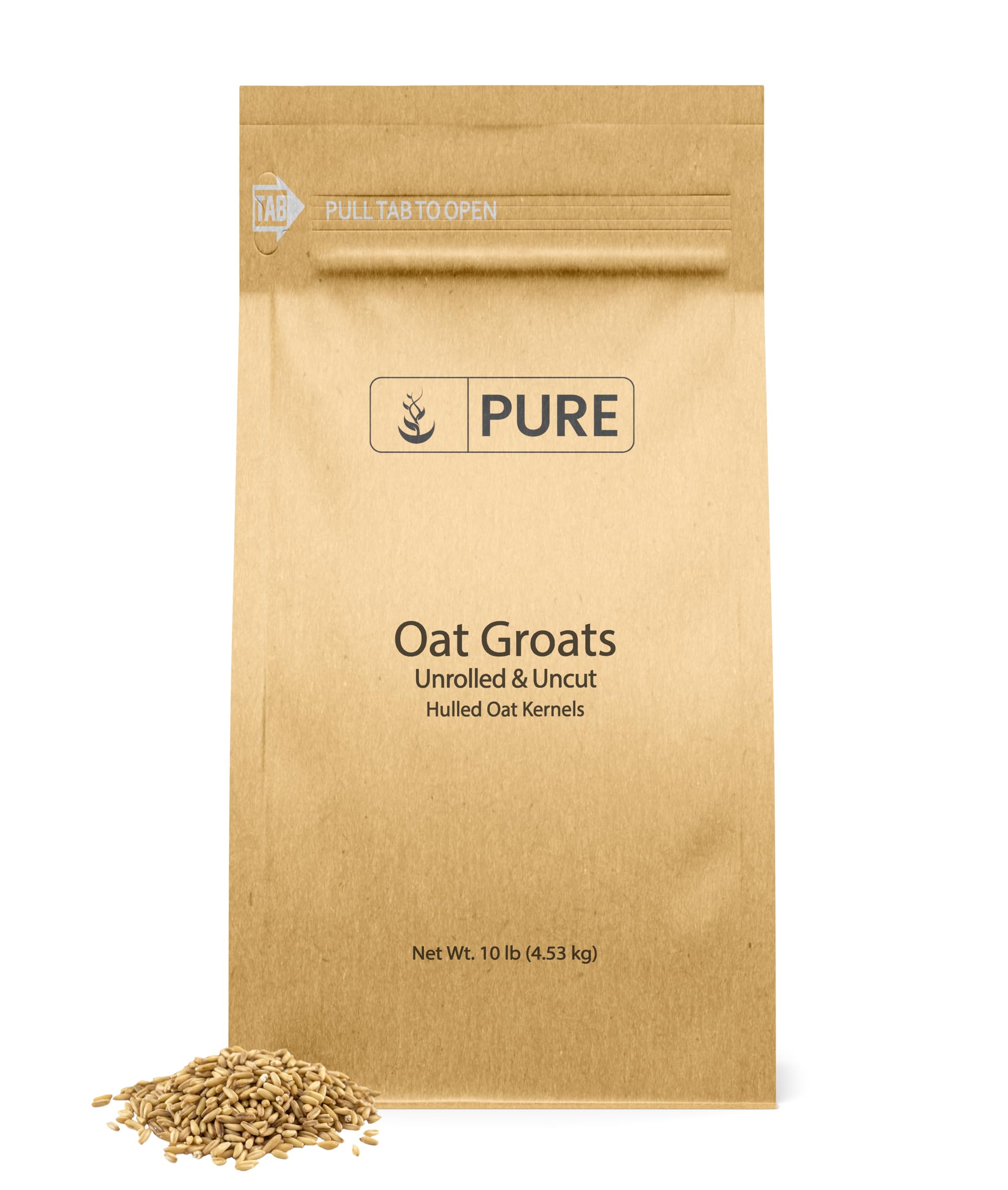 Pure Original Ingredients Oat Groats 10-pound bag, versatile staple for breakfast, baking, and more.