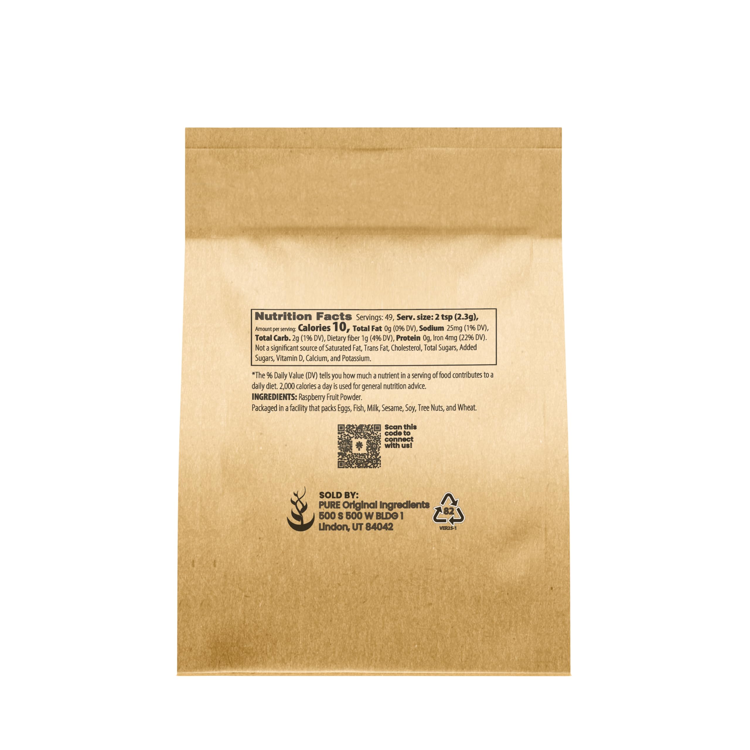 Pure Original Ingredients Raspberry Fruit Powder dissolving easily for smooth shakes