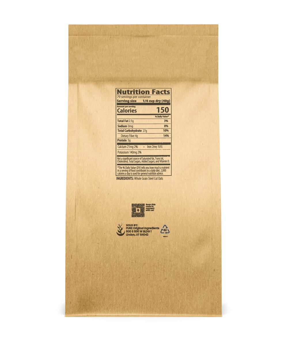 Pure Original Ingredients oats with coarse cut texture for chewy Irish oatmeal bowls