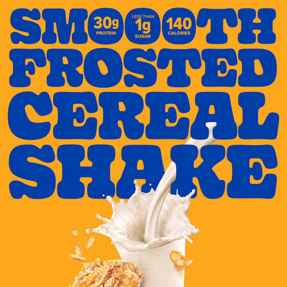 Pure Protein Frosted Cereal shake bottle side for grab-and-go snacking.