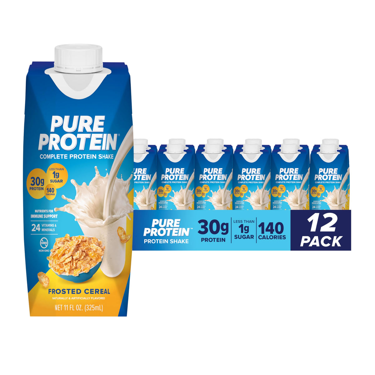 Pure Protein Frosted Cereal shake bottle front for on-the-go protein.