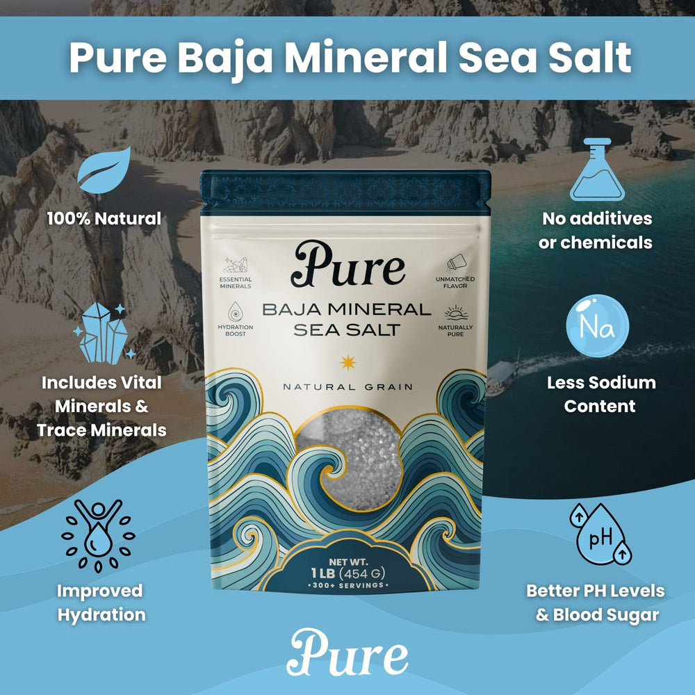 Pure Sea Salts Baja coarse texture delivers crunch on meats and vegetables.