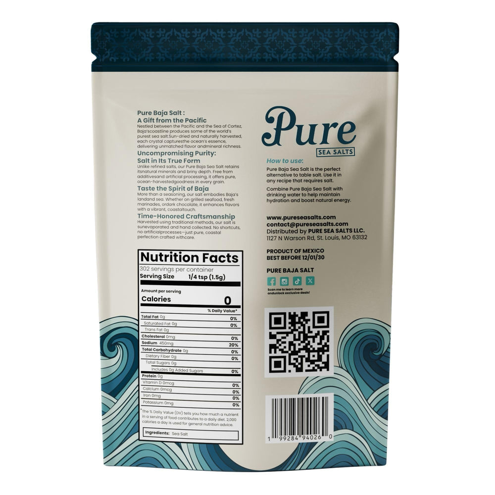Pure Sea Salts Baja hand-harvested salt adds authentic coastal flavor to finishing dishes.